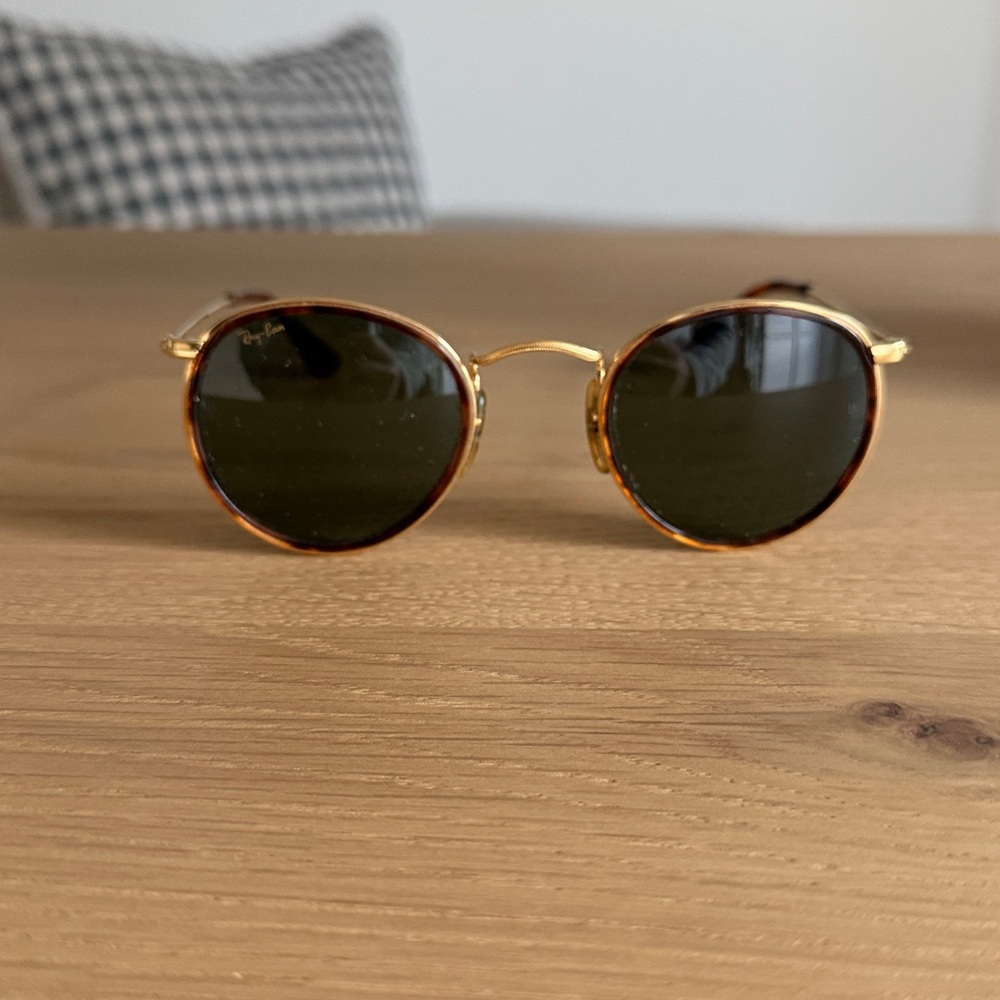 VINTAGE B&L RAY BAN SMALL ROUND METAL WITH TORTOISE W1675 TORTUGA SUNGLASSES - Picture 4 of 8